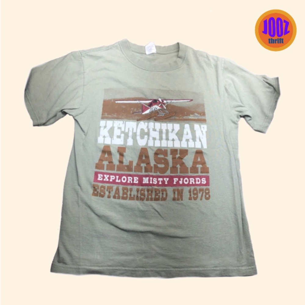 Anvil Alaska t-shirt Green 90s 100% cotton S small